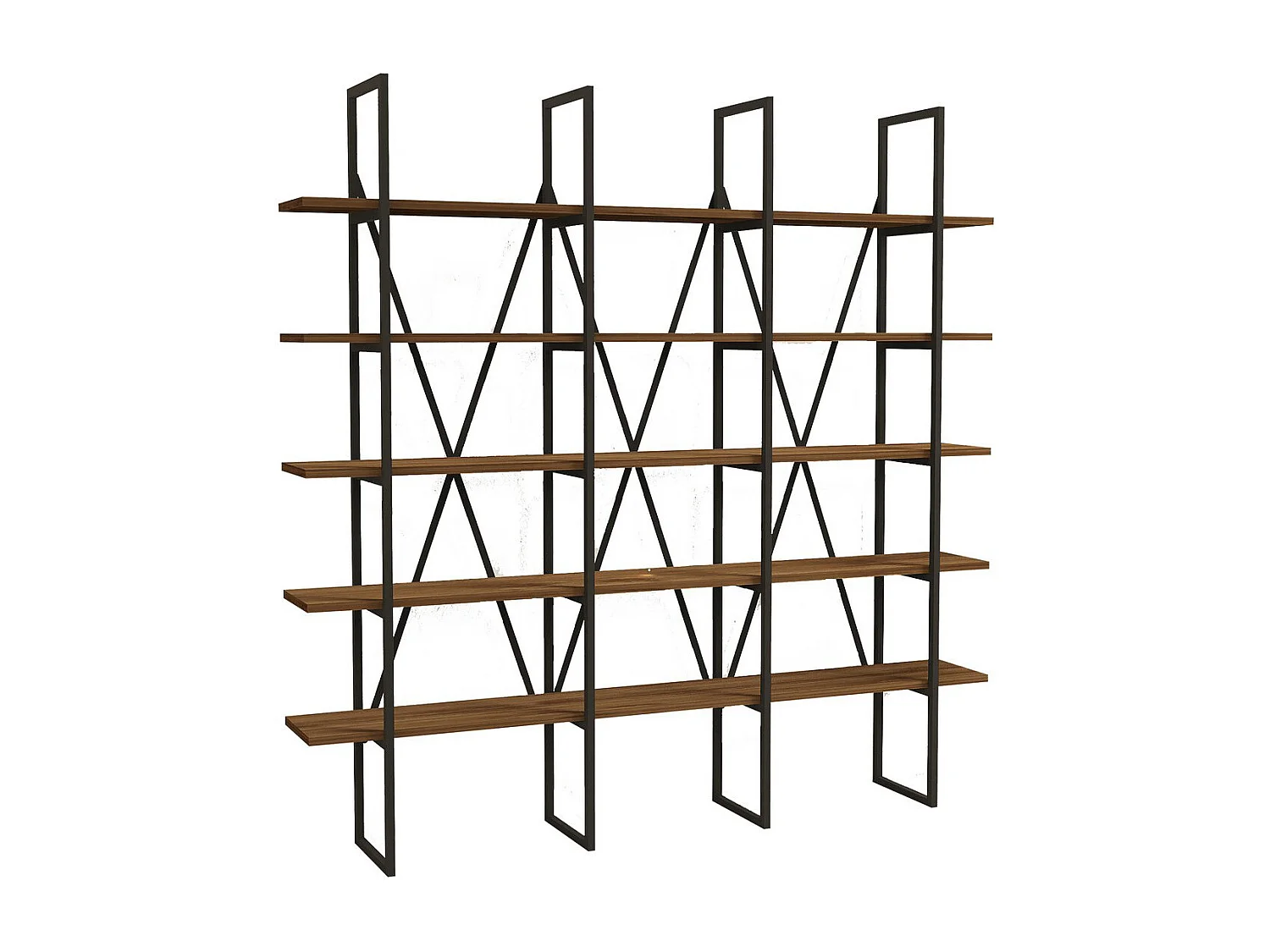 Bibliothèque en bois "Beylerbeyi" - 160 x 26 x 160 cm - NoyerNoir