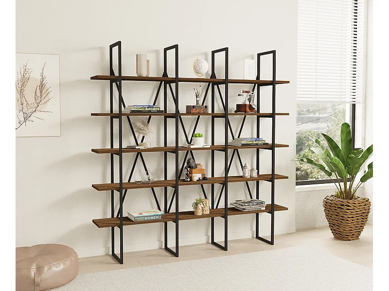 Bibliothèque en bois "Beylerbeyi" - 160 x 26 x 160 cm - NoyerNoir