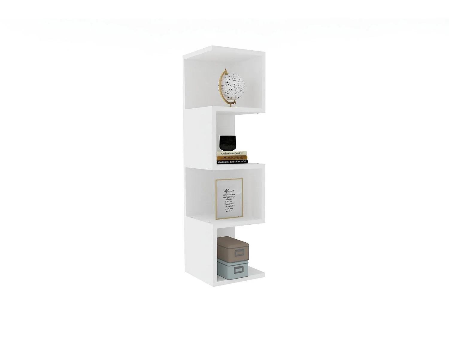 Biała drewniana biblioteczka "Alin" z 4 półkami - 27x25x95 cm, nowoczesny i solidny design