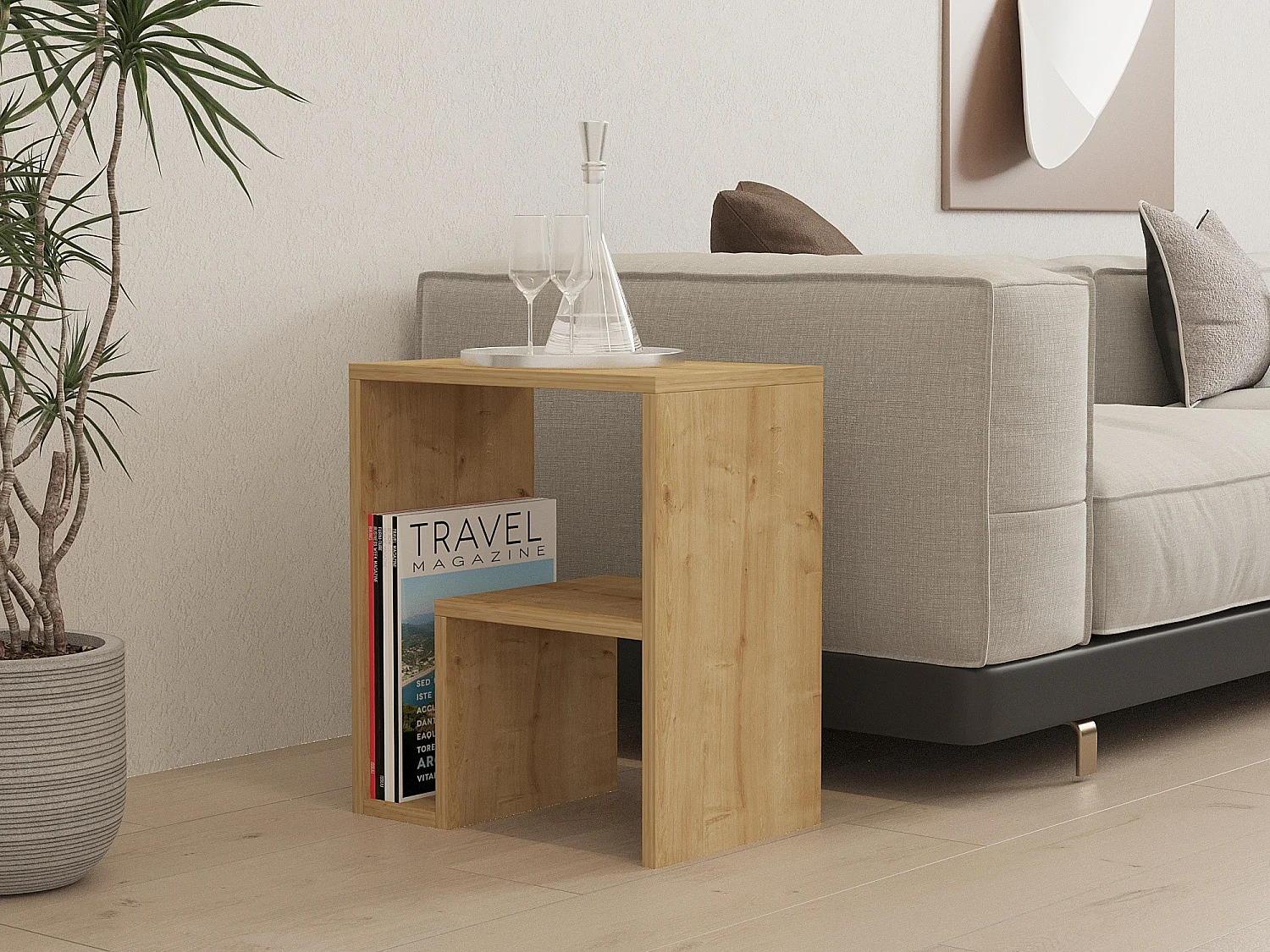 Table d'Appoint en bois "Yepa" - 30 x 52 x 45 cm - Chêne Saphir