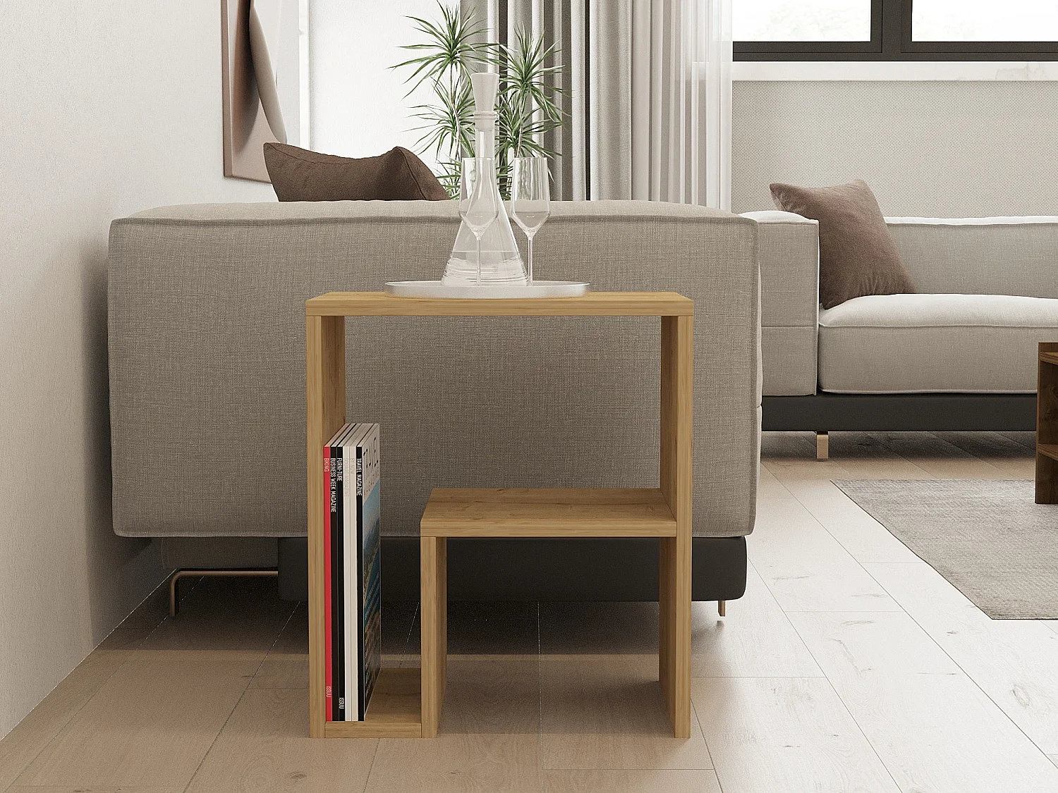 Table d'Appoint en bois "Yepa" - 30 x 52 x 45 cm - Chêne Saphir