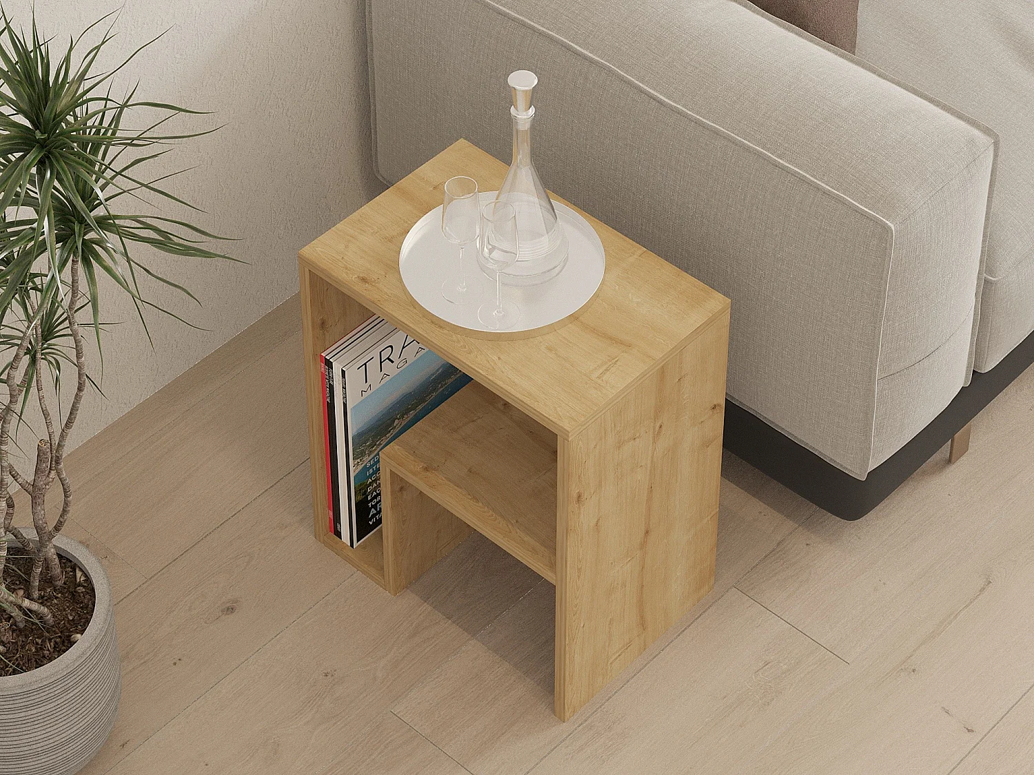 Table d'Appoint en bois "Yepa" - 30 x 52 x 45 cm - Chêne Saphir