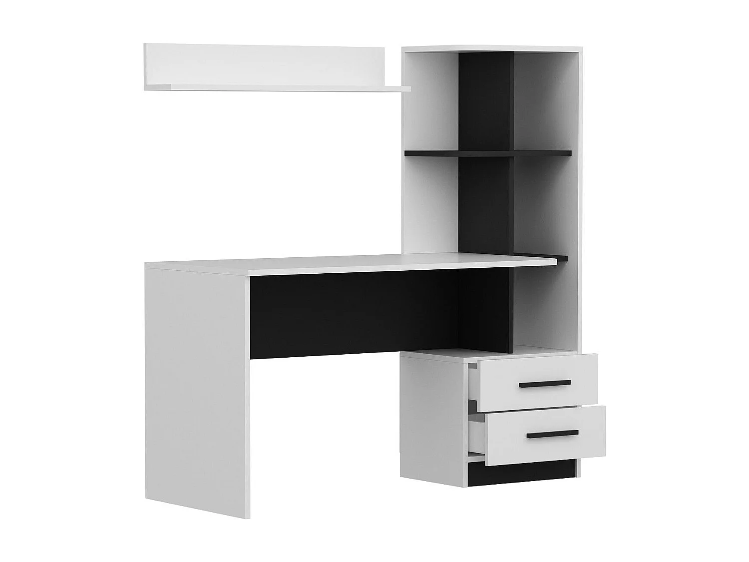 Bureau en bois "Alaska" - 60 x 120 x 74 cm - Blanc, Noir