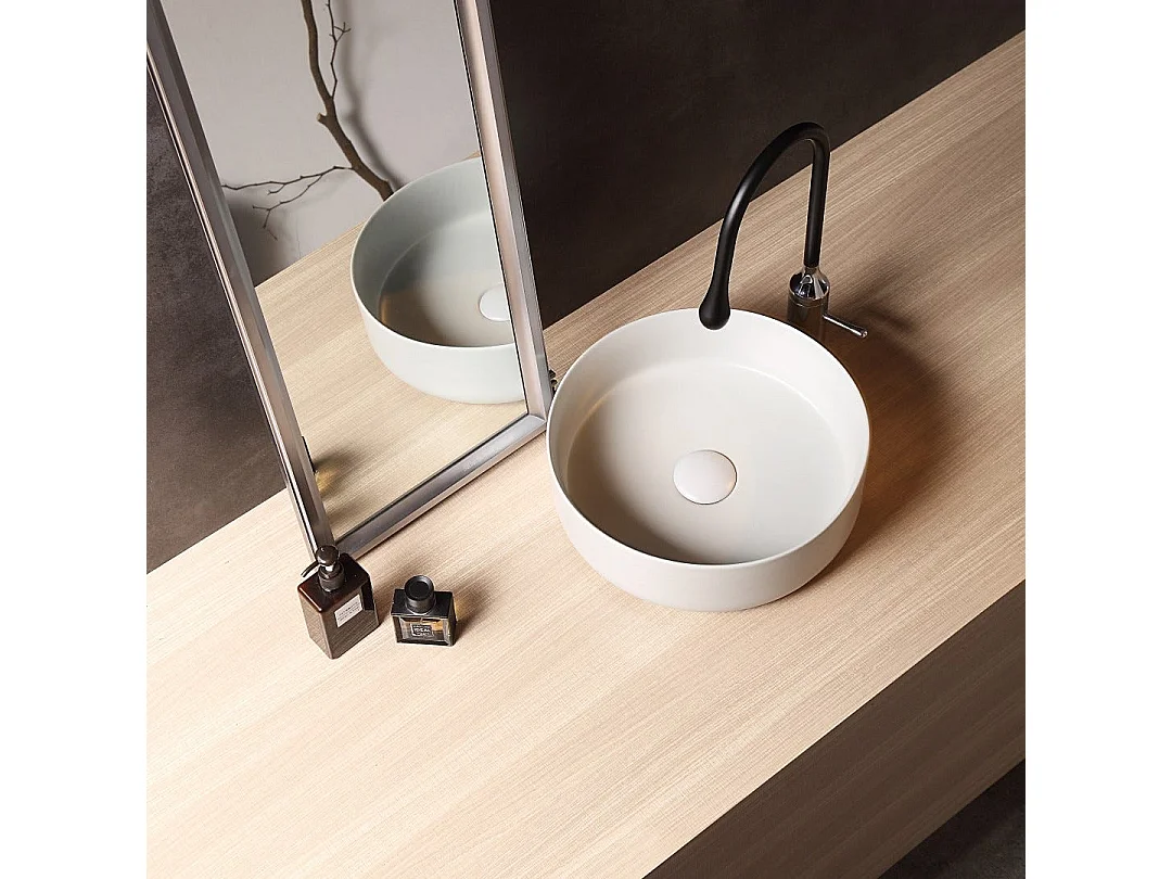 Lavabo Rond Sur Pied En Céramque 35,5Cm