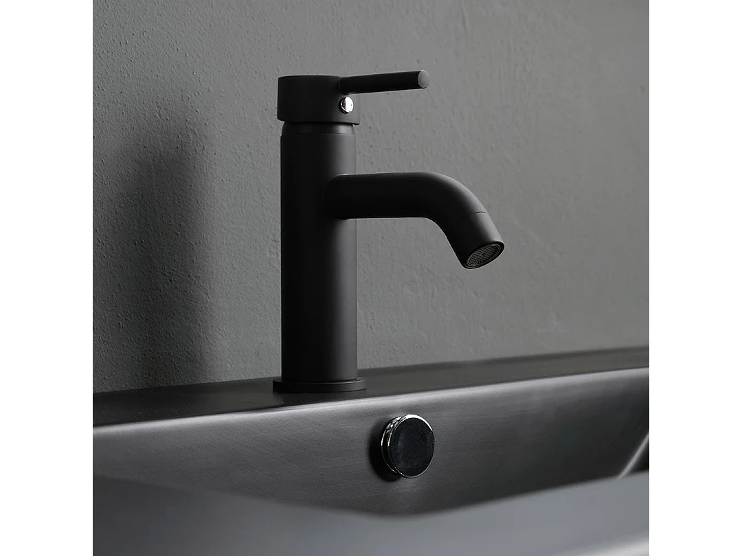 Meuble Salle De Bain 120Cm Chêne Avec Lavabo Noir Mat | Berlin