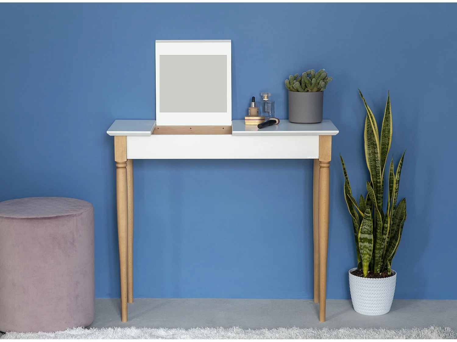 Petite coiffeuse avec miroir 65 x 35 cm Mamo Blanc