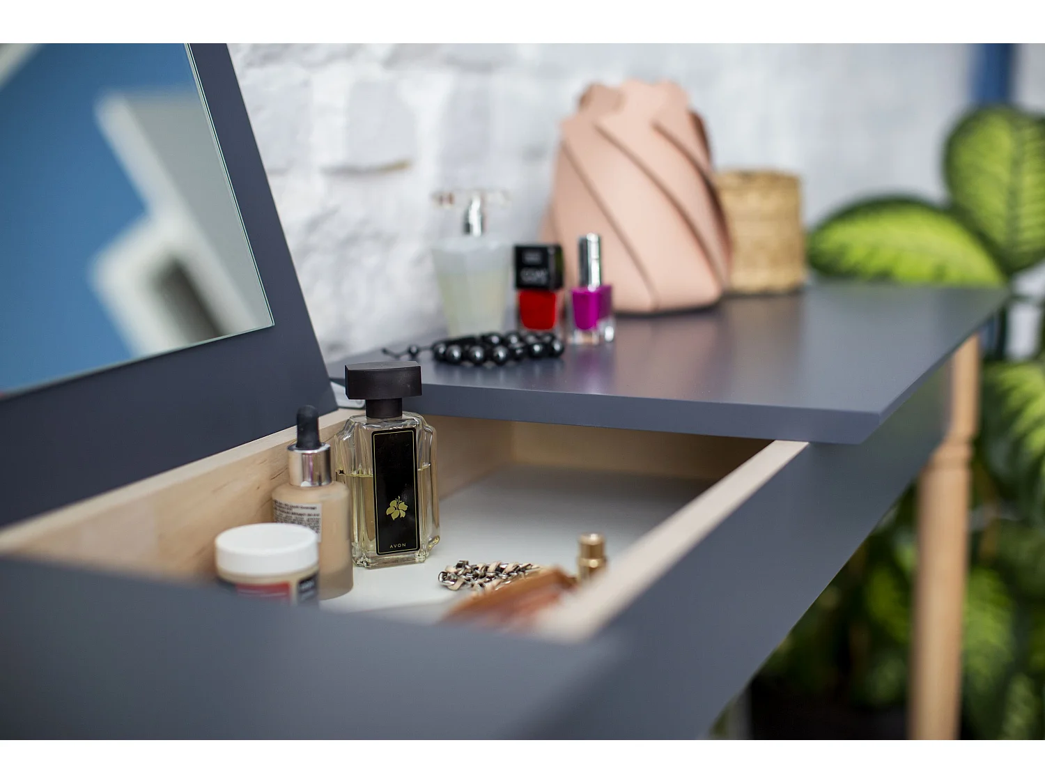 Petite coiffeuse avec miroir 65 x 35 cm Mamo Blanc