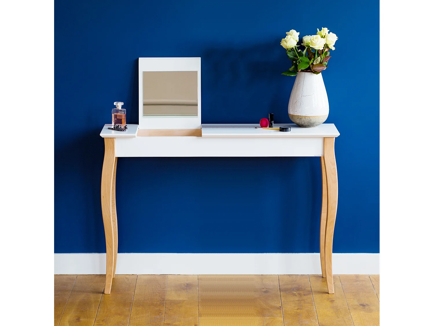 Petite coiffeuse avec miroir 105 x 35 cm Lillo Beige Brun