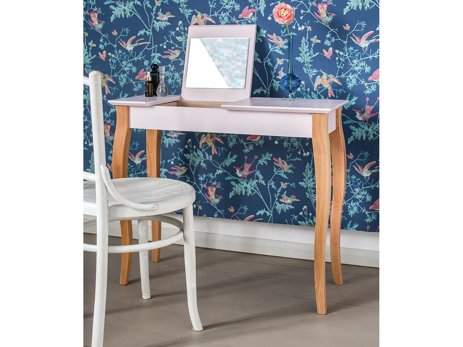Petite coiffeuse avec miroir 105 x 35 cm Lillo Beige Brun