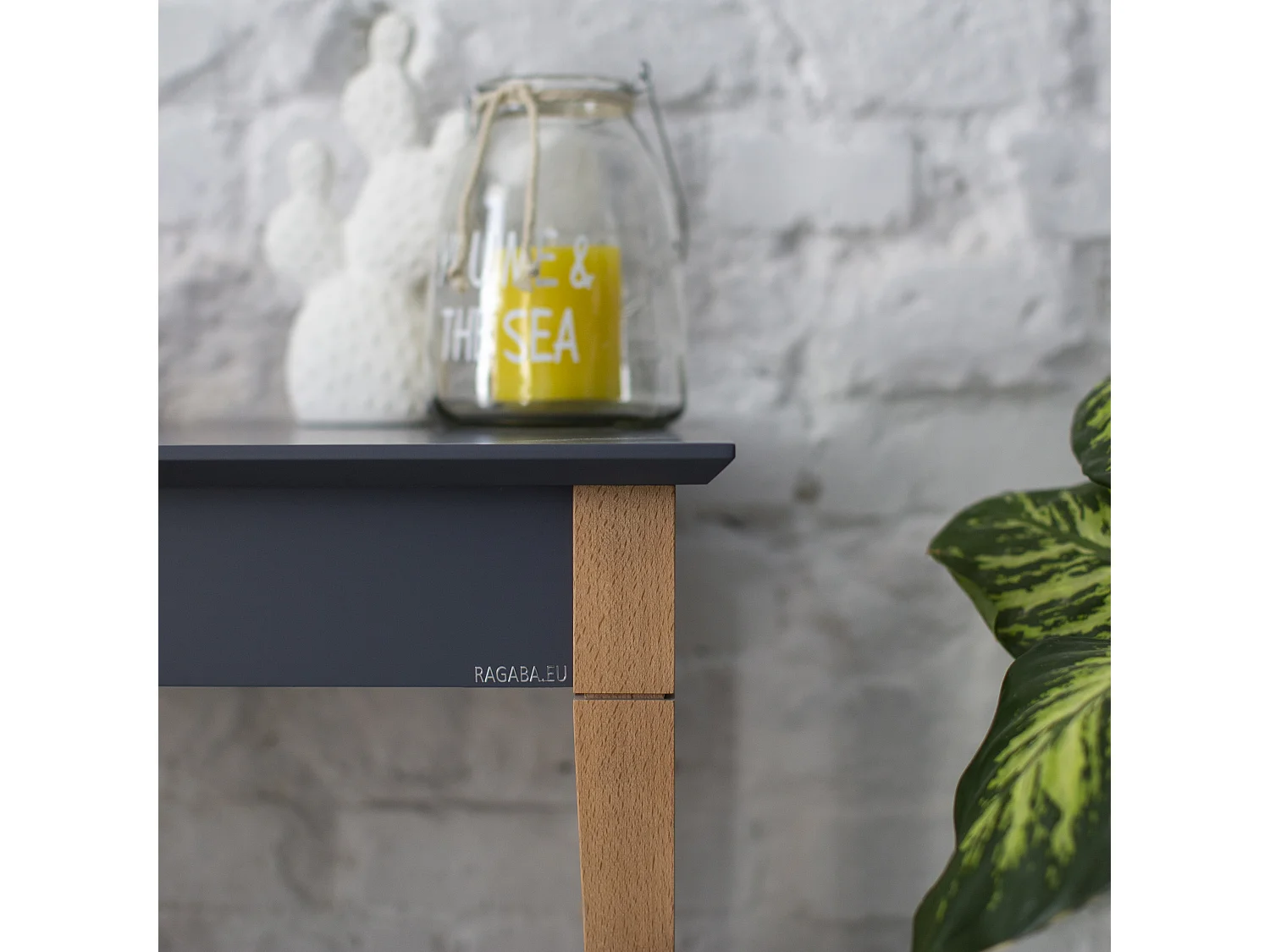 Petite coiffeuse avec miroir 105 x 35 cm Mimo Beige Brun