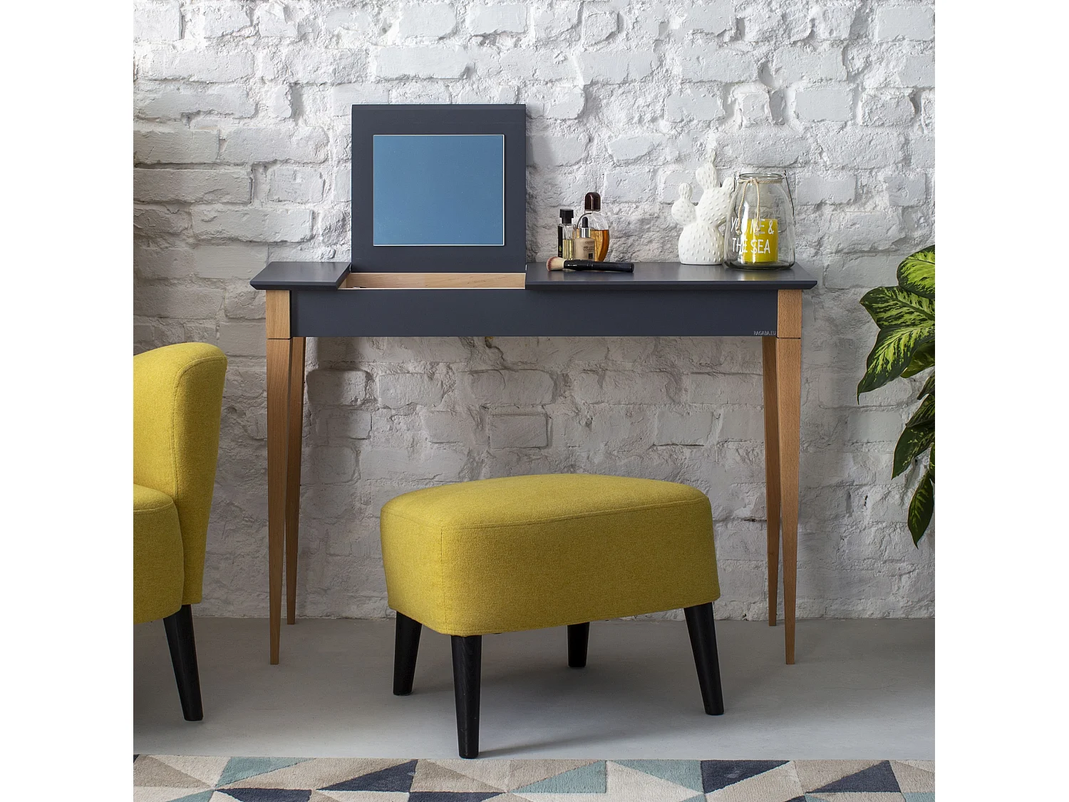 Petite coiffeuse avec miroir 85 x 35 cm Mimo Blanc