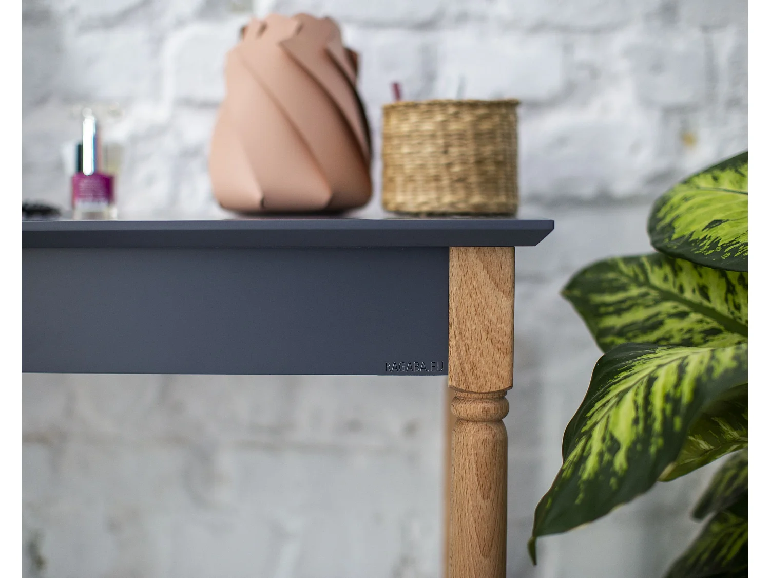 Petite coiffeuse avec miroir 85 x 35 cm Mamo Beige Brun