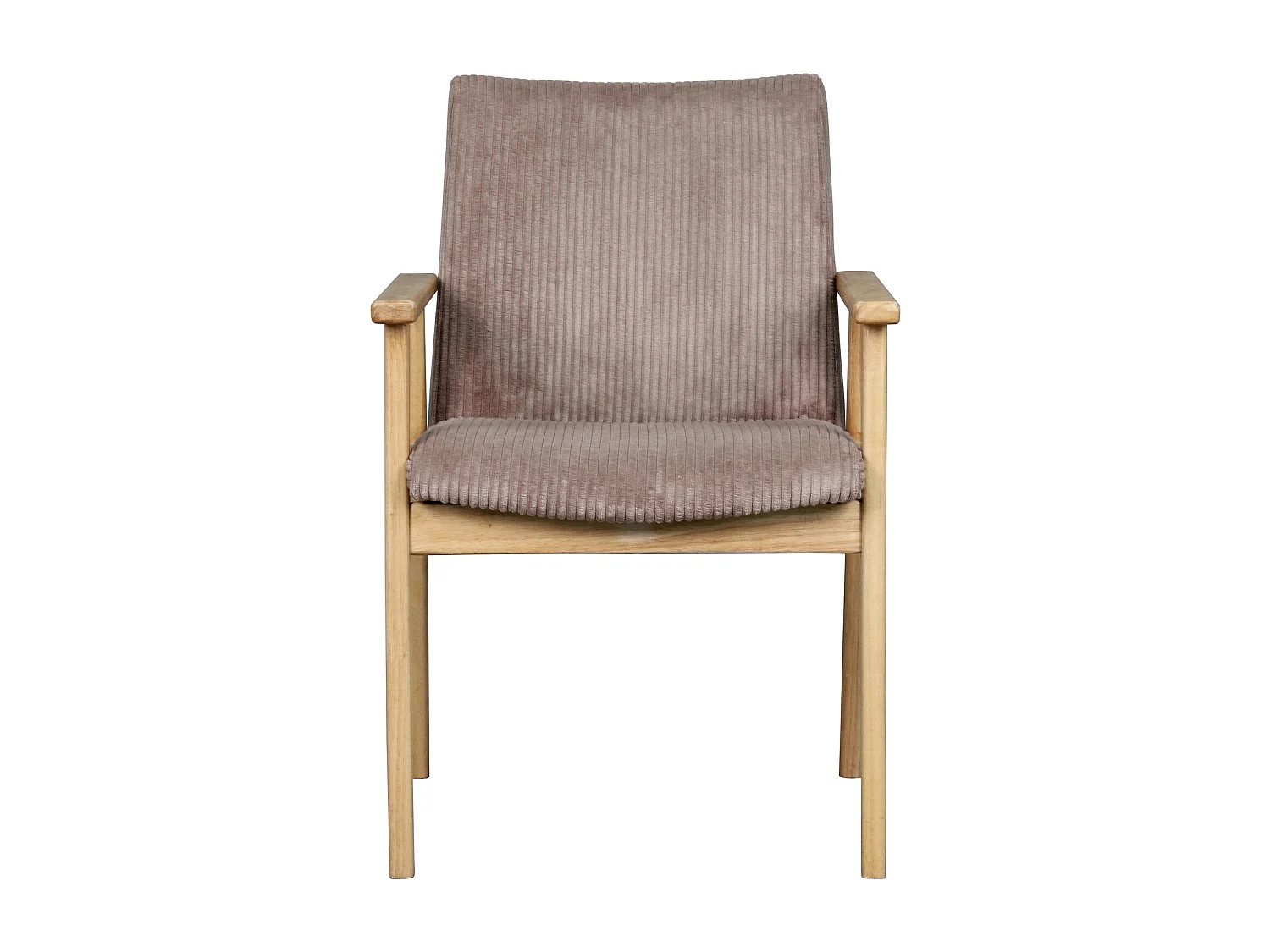 Lot de 2 chaises avec accoudoirs en velours côtelé et bois d'hévéa - Taupe - FILDON