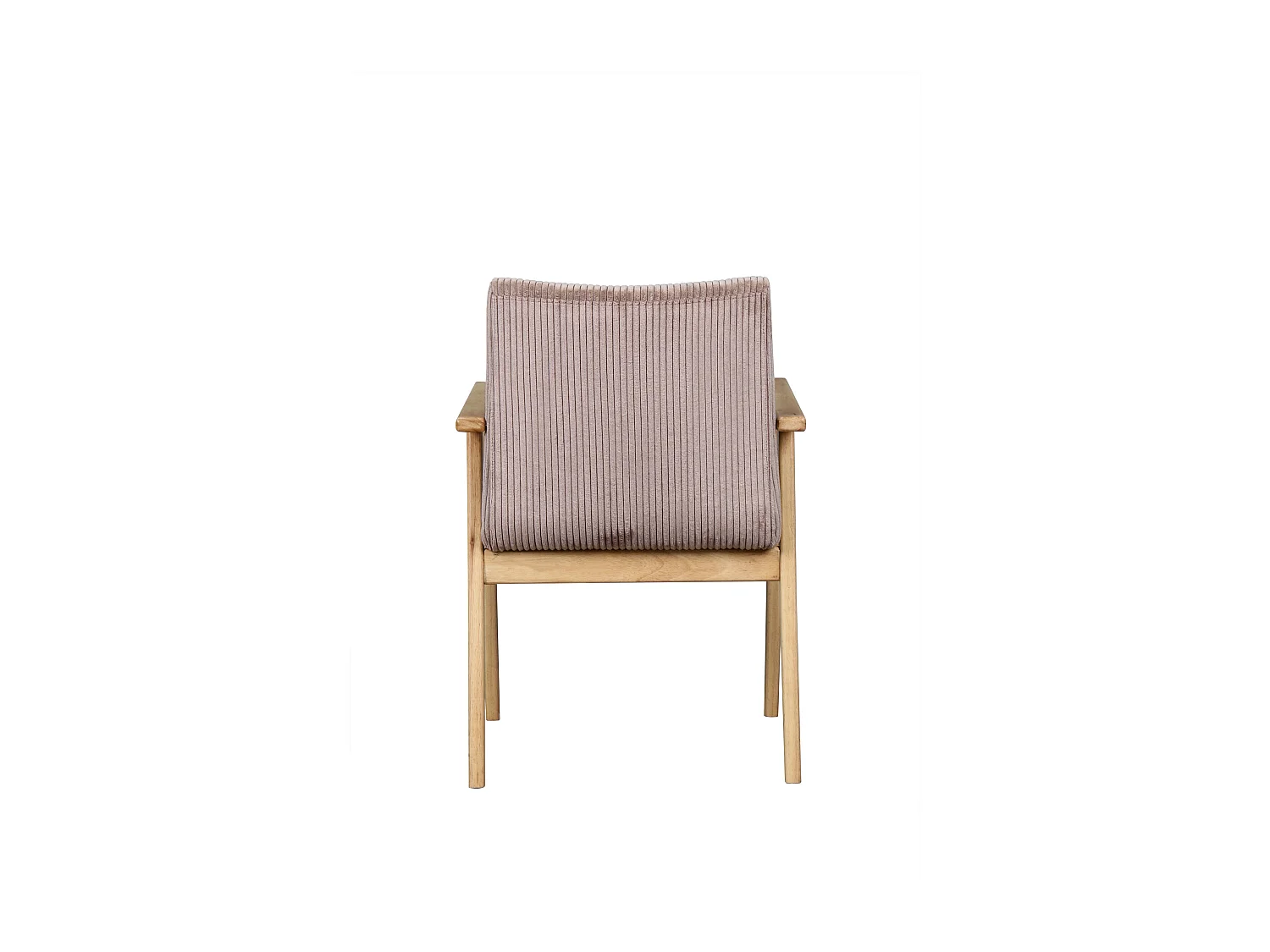 Lot de 2 chaises avec accoudoirs en velours côtelé et bois d'hévéa - Taupe - FILDON