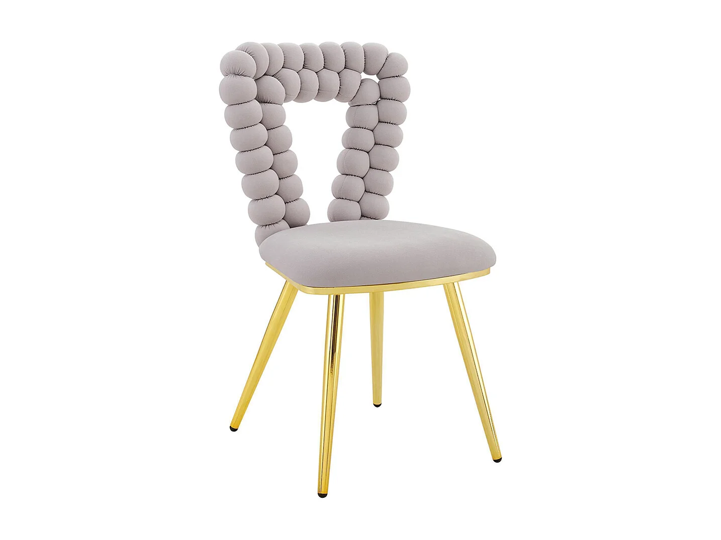 Chaises de salle à manger en velours (ensemble de 2) - dossier à découpe triangulaire, pieds en métal plaqué or, gris clair