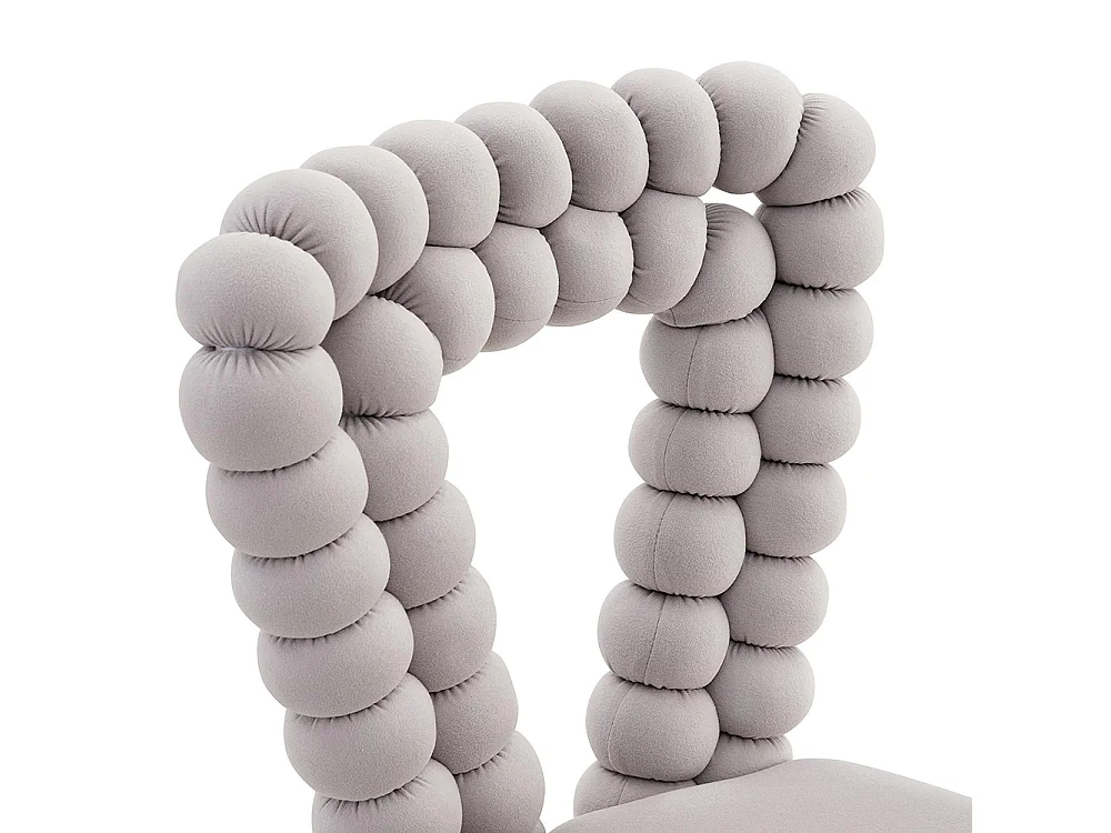 Chaises de salle à manger en velours (ensemble de 2) - dossier à découpe triangulaire, pieds en métal plaqué or, gris clair