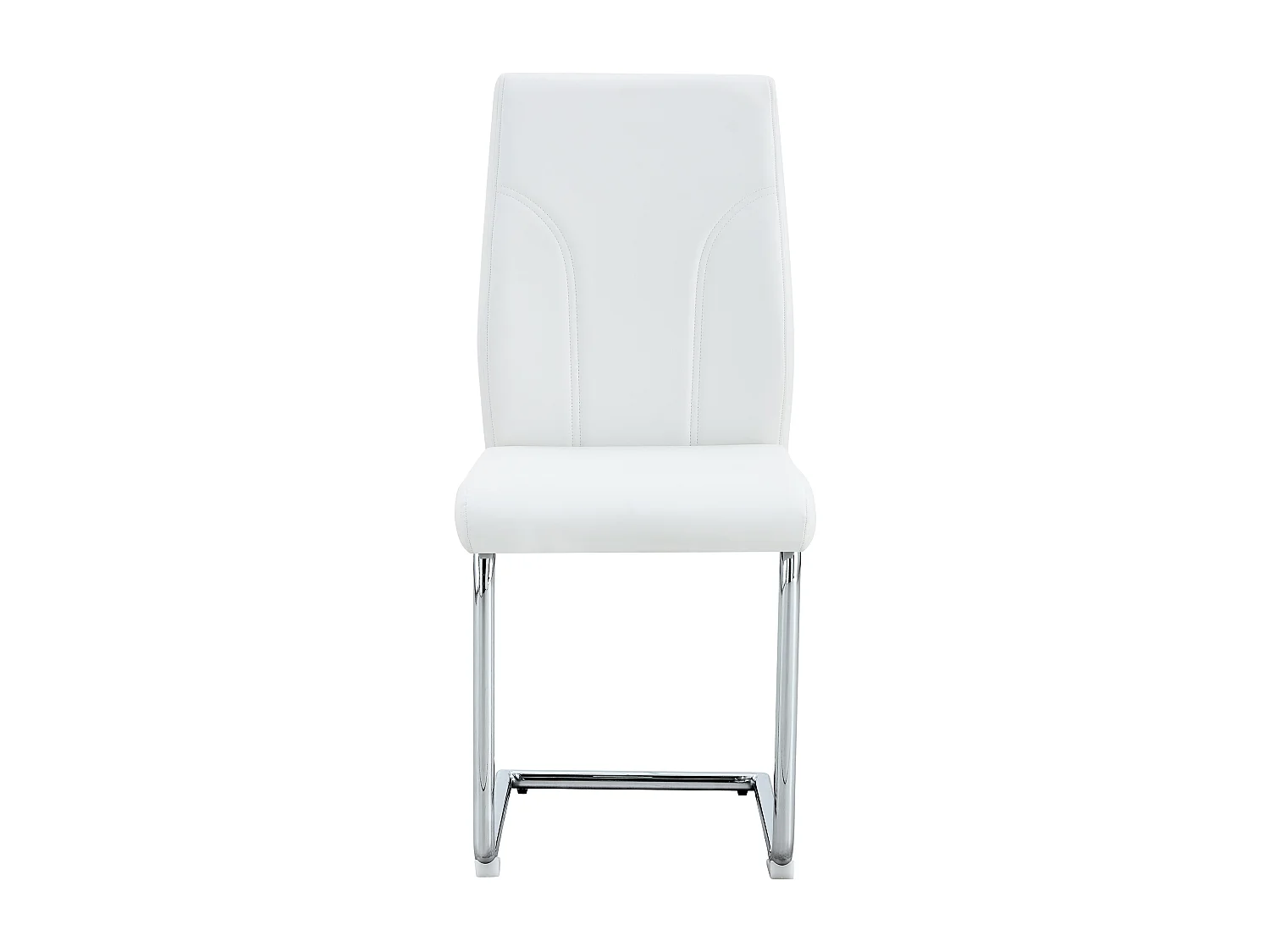 PU-eetkamerstoelen, set van 2, zilverkleurige metalen poten, wit