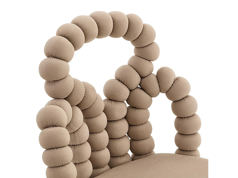 Fluwelen eetkamerstoelen (set van 2) met bolvormige rugleuning en kettingen, stevige poten van zwart metaal, camelkleurig