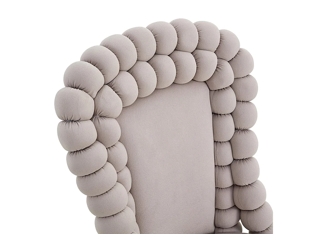 Chaises de salle à manger en velours (ensemble de 2), dossier en forme de boule, pieds en métal doré, gris clair