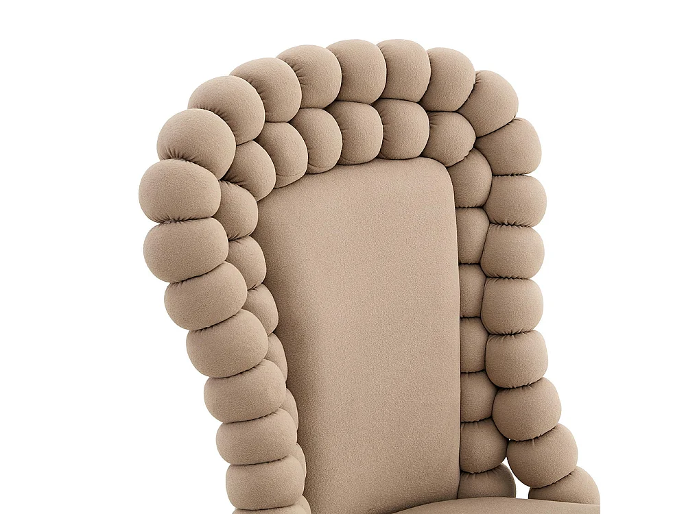 Eetkamerstoelen met fluwelen bekleding (set van 2), rugleuning in bolvorm, zwart metalen poten, camelkleurig