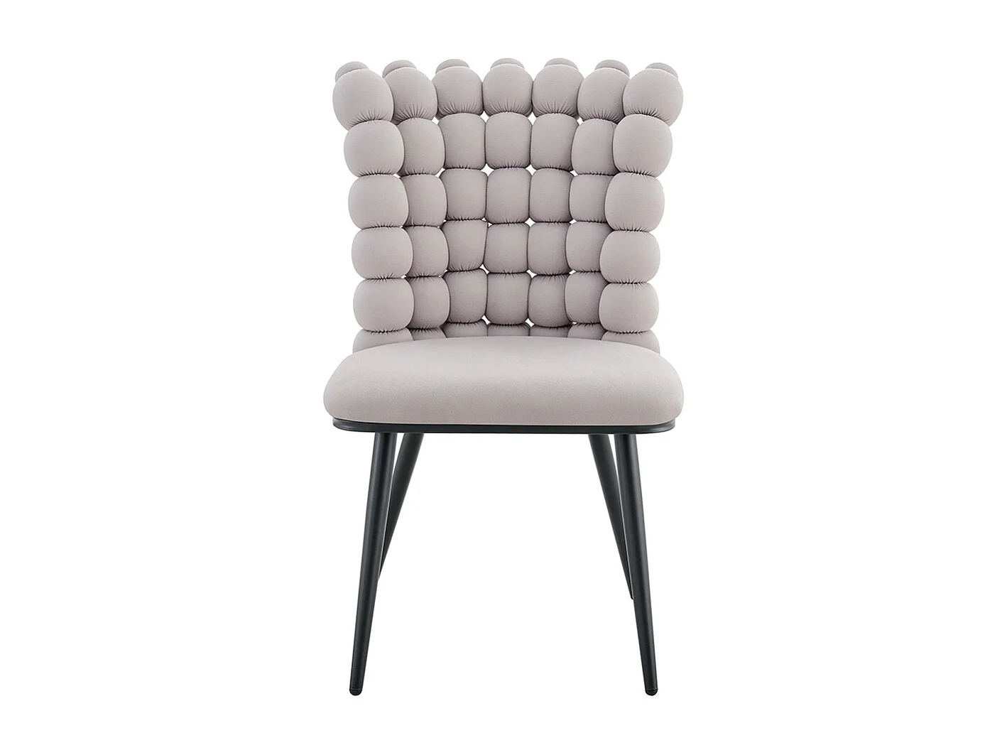 Chaises de salle à manger à boules en velours (ensemble de 2) - pieds en métal peint noir + support stable, gris clair