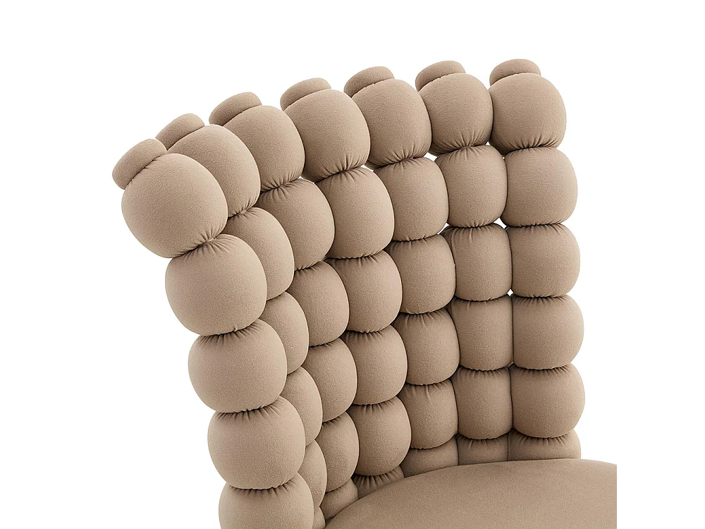 Chaises de salle à manger à boules en velours (ensemble de 2) - pieds en métal peint noir + support stable, couleur camel