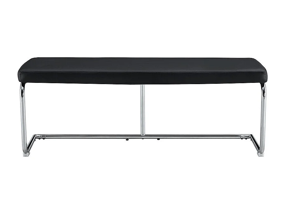Banc en cuir avec structure chromée - 130 cm, banc moderne, noir