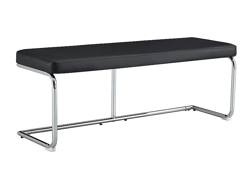 Banc en cuir avec structure chromée - 130 cm, banc moderne, noir