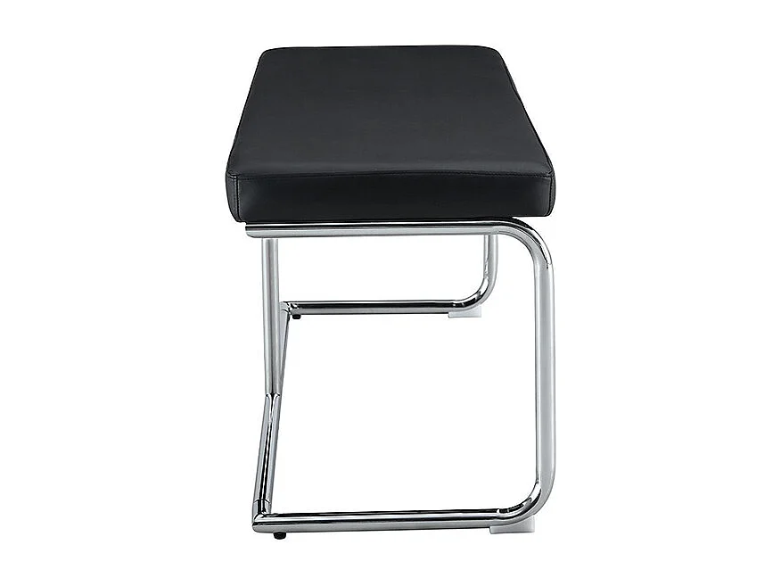Banc en cuir avec structure chromée - 130 cm, banc moderne, noir