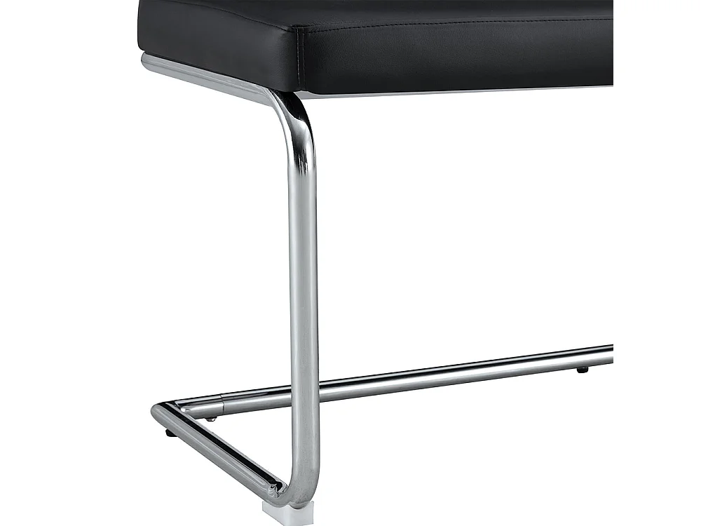 Banc en cuir avec structure chromée - 130 cm, banc moderne, noir