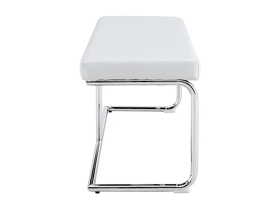 Banc en cuir avec structure chromée - 130 cm, banc moderne, blanc