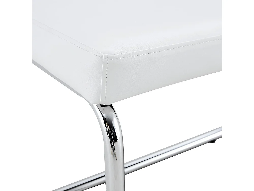 Banc en cuir avec structure chromée - 130 cm, banc moderne, blanc