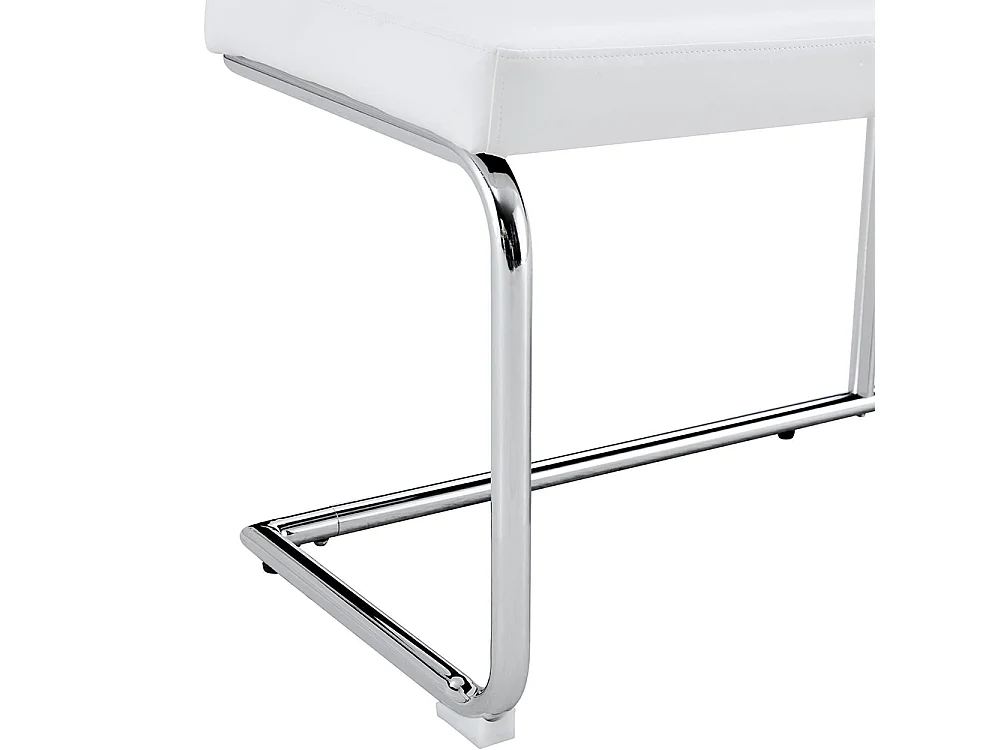 Banc en cuir avec structure chromée - 130 cm, banc moderne, blanc