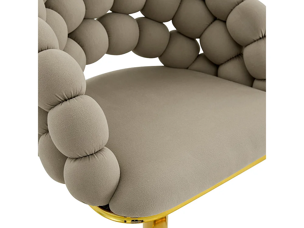 Fluwelen barkrukken Set van 2 - rugleuning met ketting met bolletjes, verstelbare voet in verguld metaal, grijs