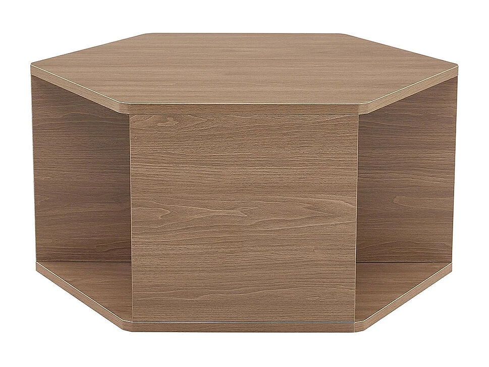 Table basse multifonctionnelle hexagonale (79 x 69,4 x 40 cm) - Design moderne facile à assembler, couleur marron