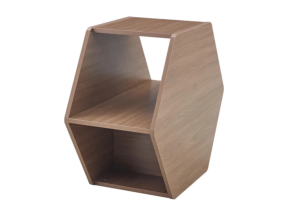 Table basse multifonctionnelle hexagonale (79 x 69,4 x 40 cm) - Design moderne facile à assembler, couleur marron