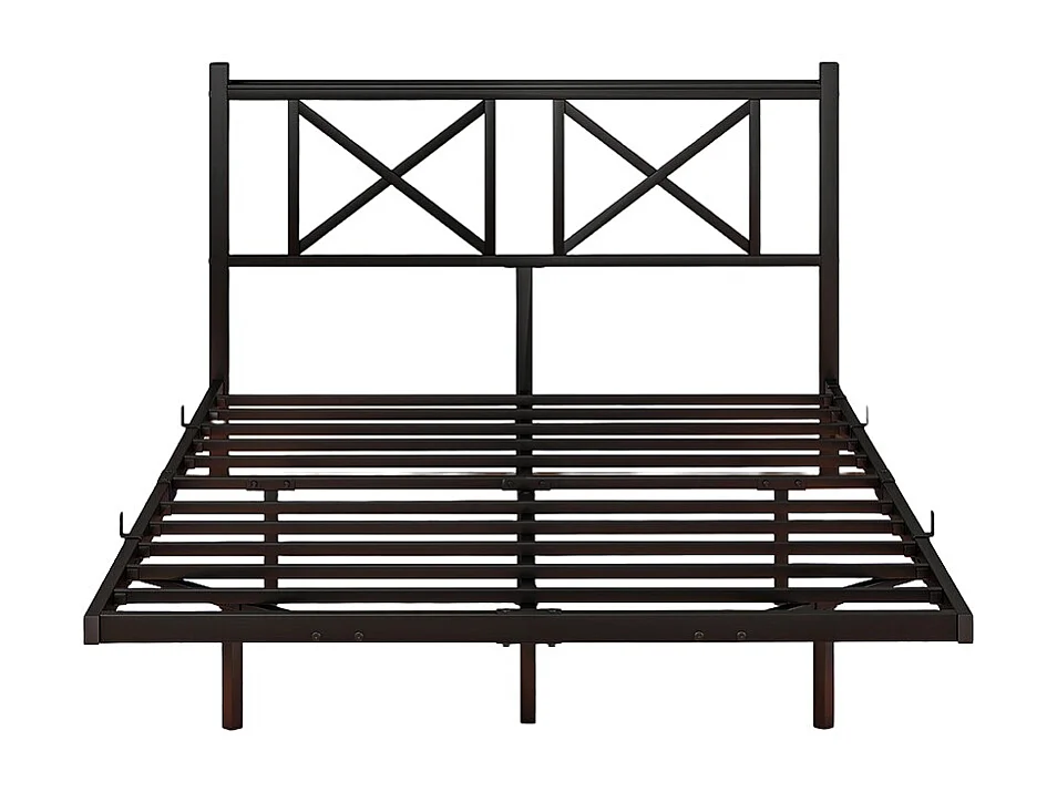 Cadre de lit double avec éclairage LED et station de recharge avec tête de lit, cadre de lit suspendu, métal - 120x200 cm