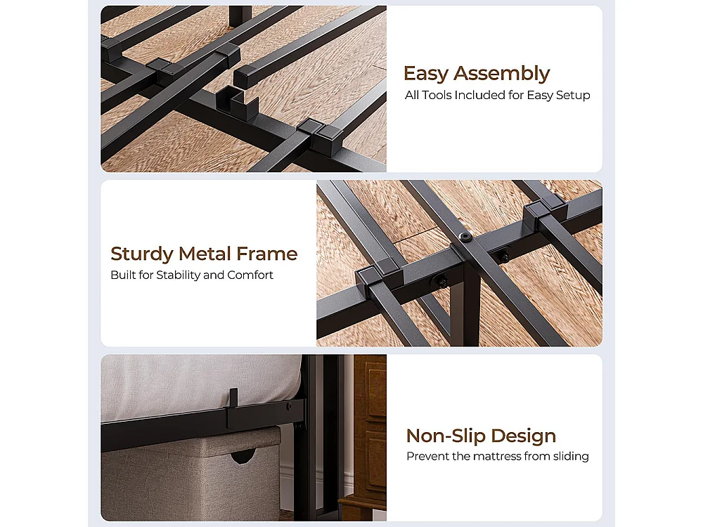 Lit adulte avec éclairage LED intelligent et ports USB, structure métallique, noir - 140 x 190 cm