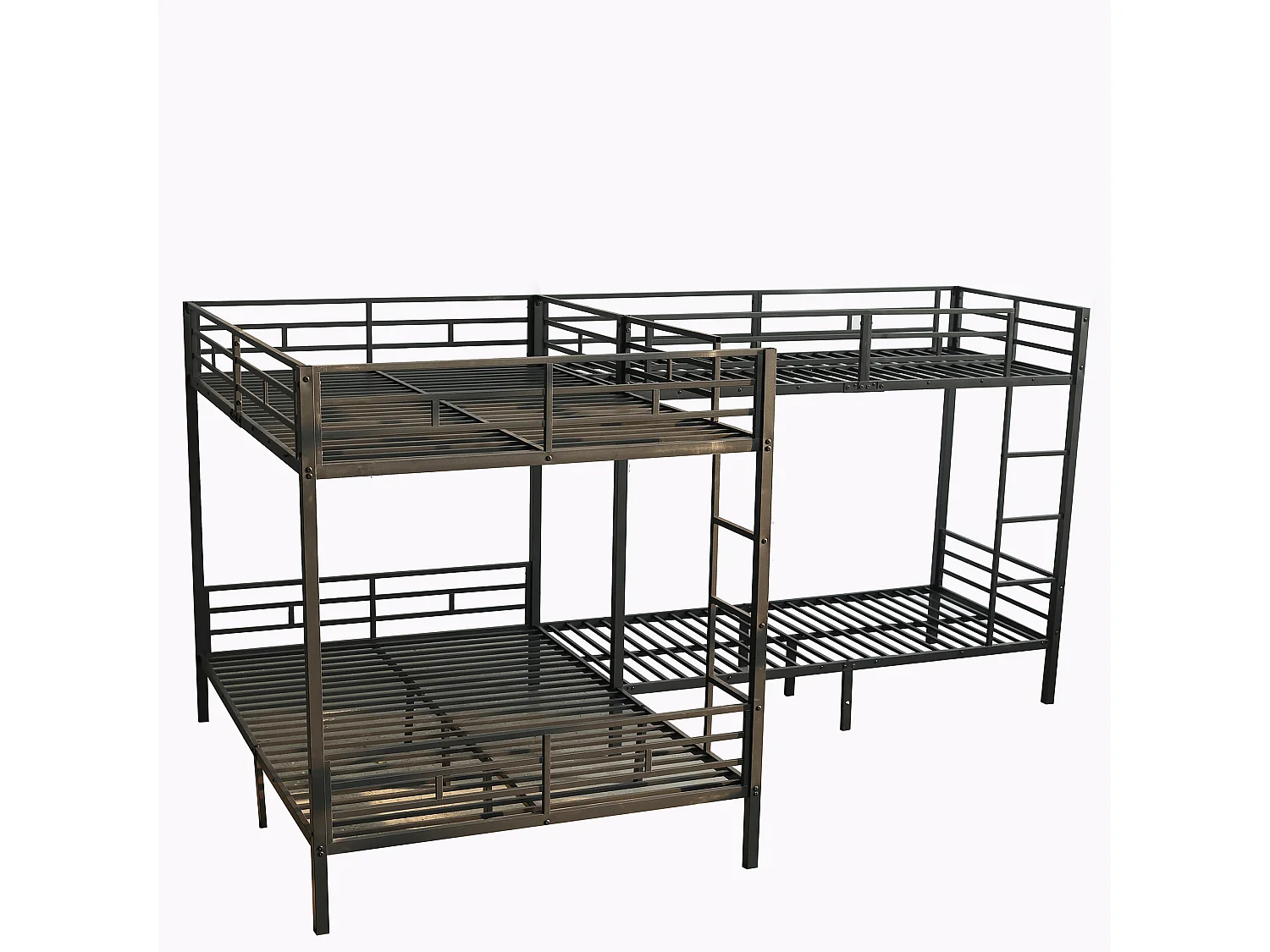 Stapelbed 180x200cm ruimtebesparend modern ontwerp stevige lattenbodem Metaal en hout voor gasten Zwart (Zonder matras)