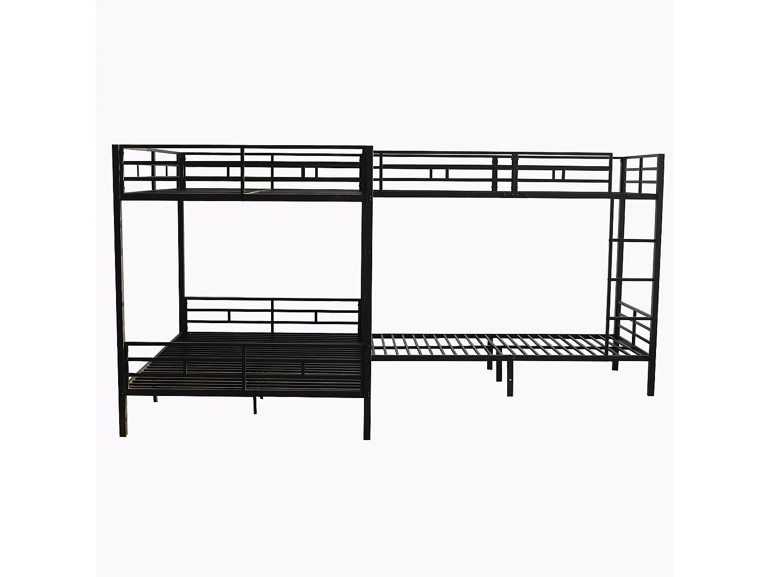 Stapelbed 180x200cm ruimtebesparend modern ontwerp stevige lattenbodem Metaal en hout voor gasten Zwart (Zonder matras)