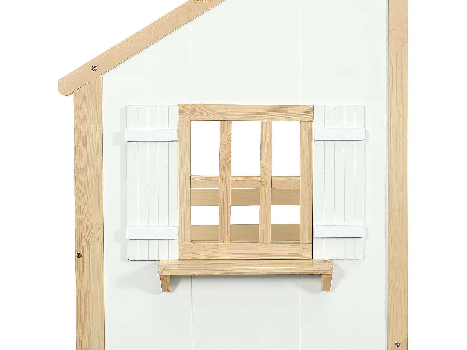 Stapelbed 120x200cm Scheve trap 3 treden hout Zijbeveiliging Wit natuurlijk (Zonder matras)