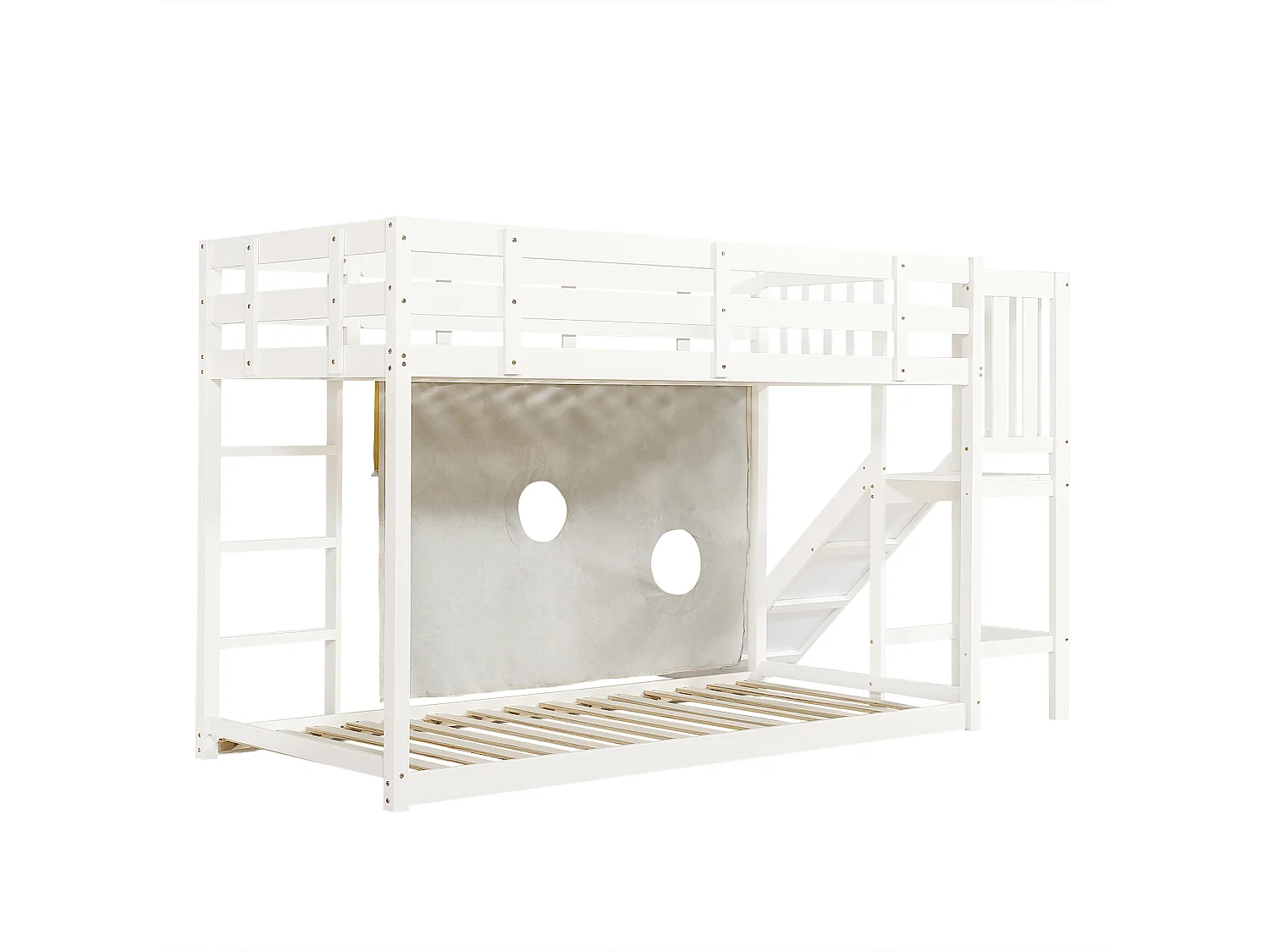 Lit superposé 90x200cm lit enfant style moderne sécurité renfcée bois pour chambre enfant blanc (Sans matelas)