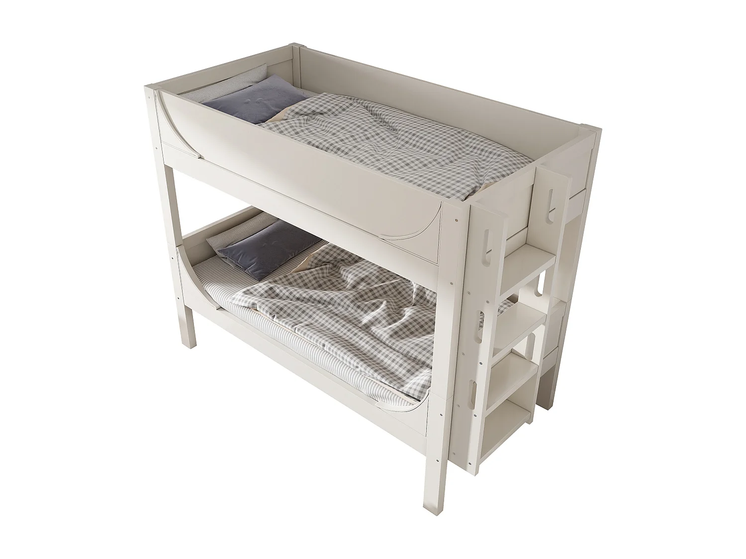 Lit superposé 90x200cm Lit enfant Style champêtre Sécurité renforcée bois et métal Chambre enfants Blanc (Sans matelas)