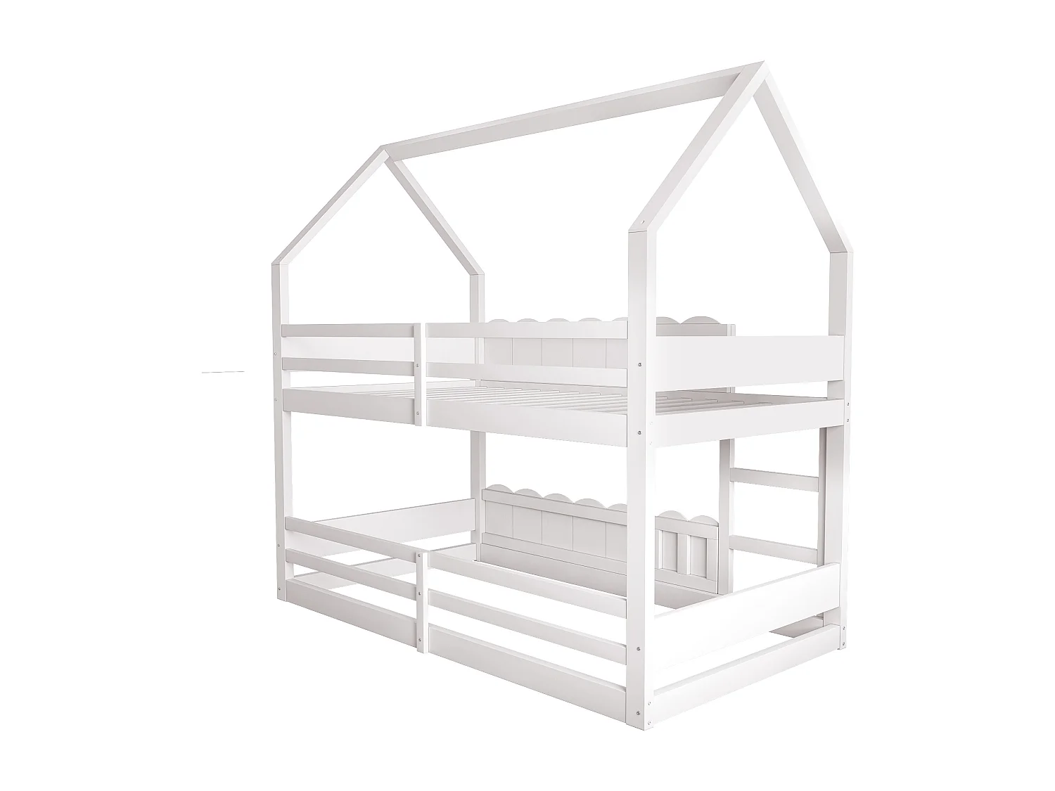 Lit superposé 90x200cm lit pour enfants moderne gain de place bois chambre enfant blanc (Sans matelas)