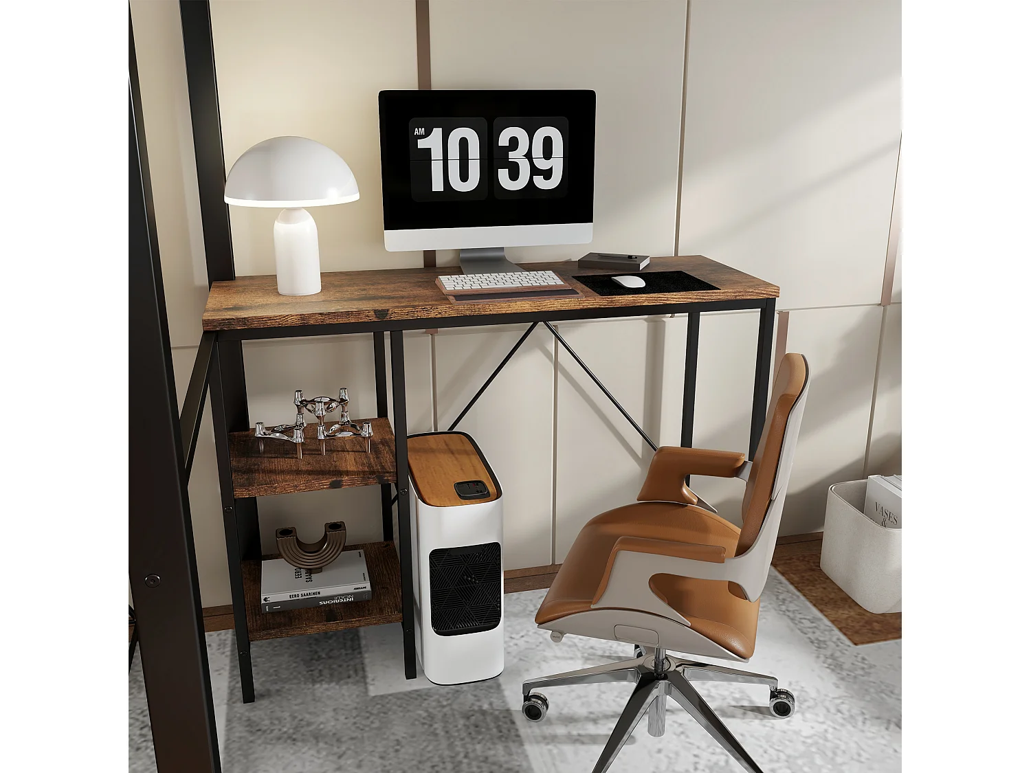 Lit superposé 120x200 cm combiné moderne avec coin bureau MDF et métal noir (Sans matelas)