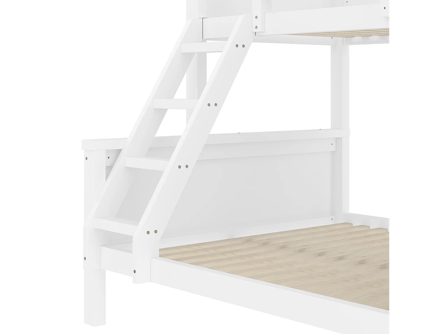 Lit superposé 90x200 cm 140x200 cm avec bureau et grand rangement, avec étagère, bois et MDF blanc (Sans matelas)