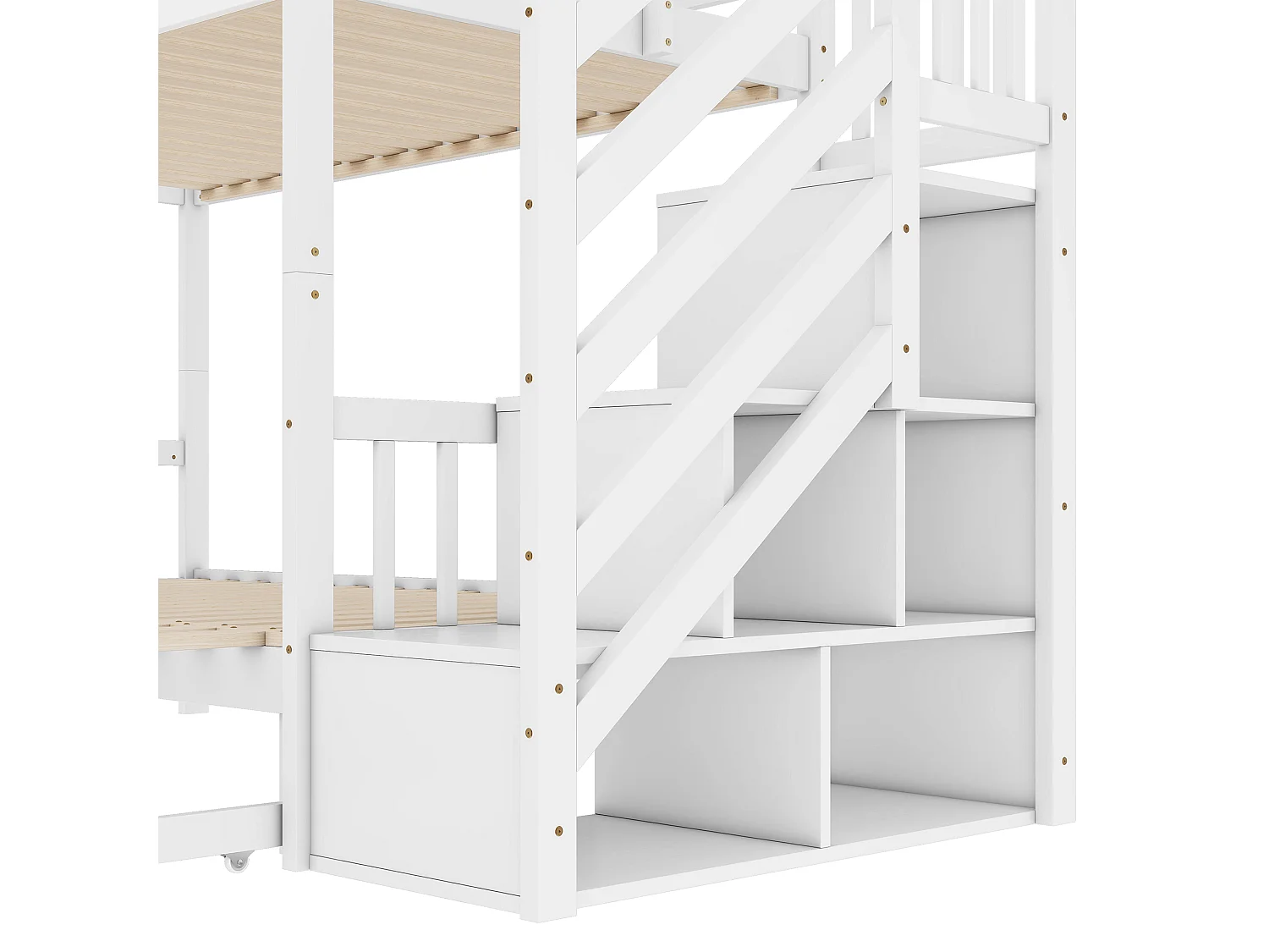 Lit superposé 90x200cm style minimaliste fonctionnel pin et MDF blanc (Sans matelas)