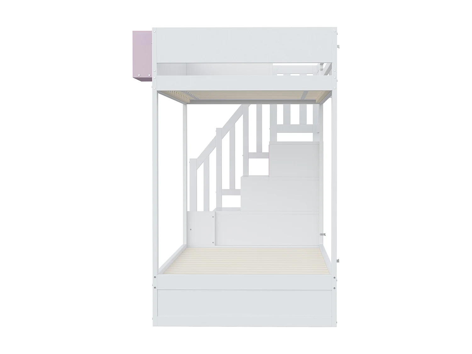 Litera 90x200cm cama infantil moderna con gran almacenaje madera habitación infantil blanco y rosa (Sin colchón)