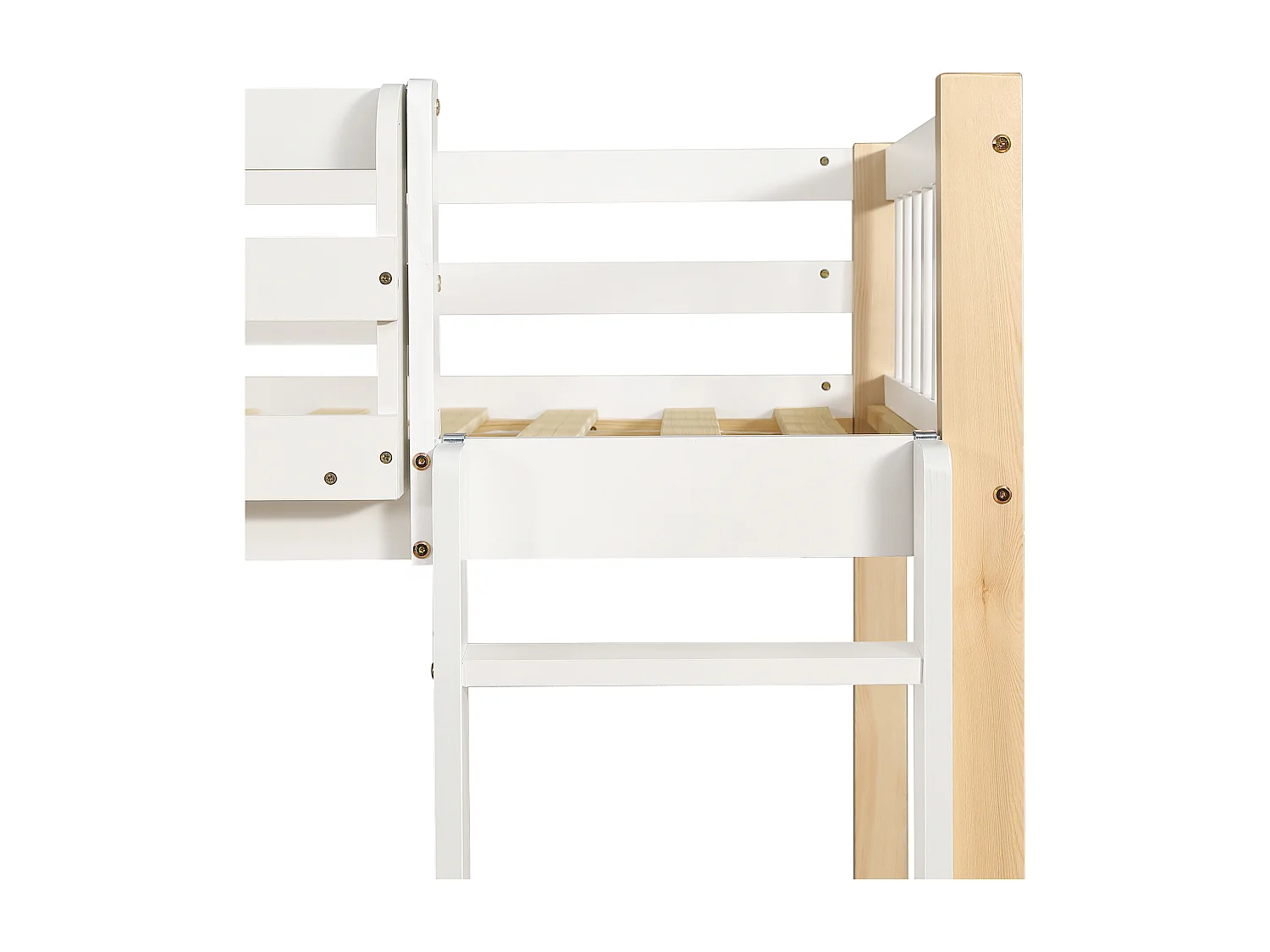 Lit superposé 90x200cm style scandinave gain de place bois et MDF Chambre enfant Blanc naturel (Sans matelas)