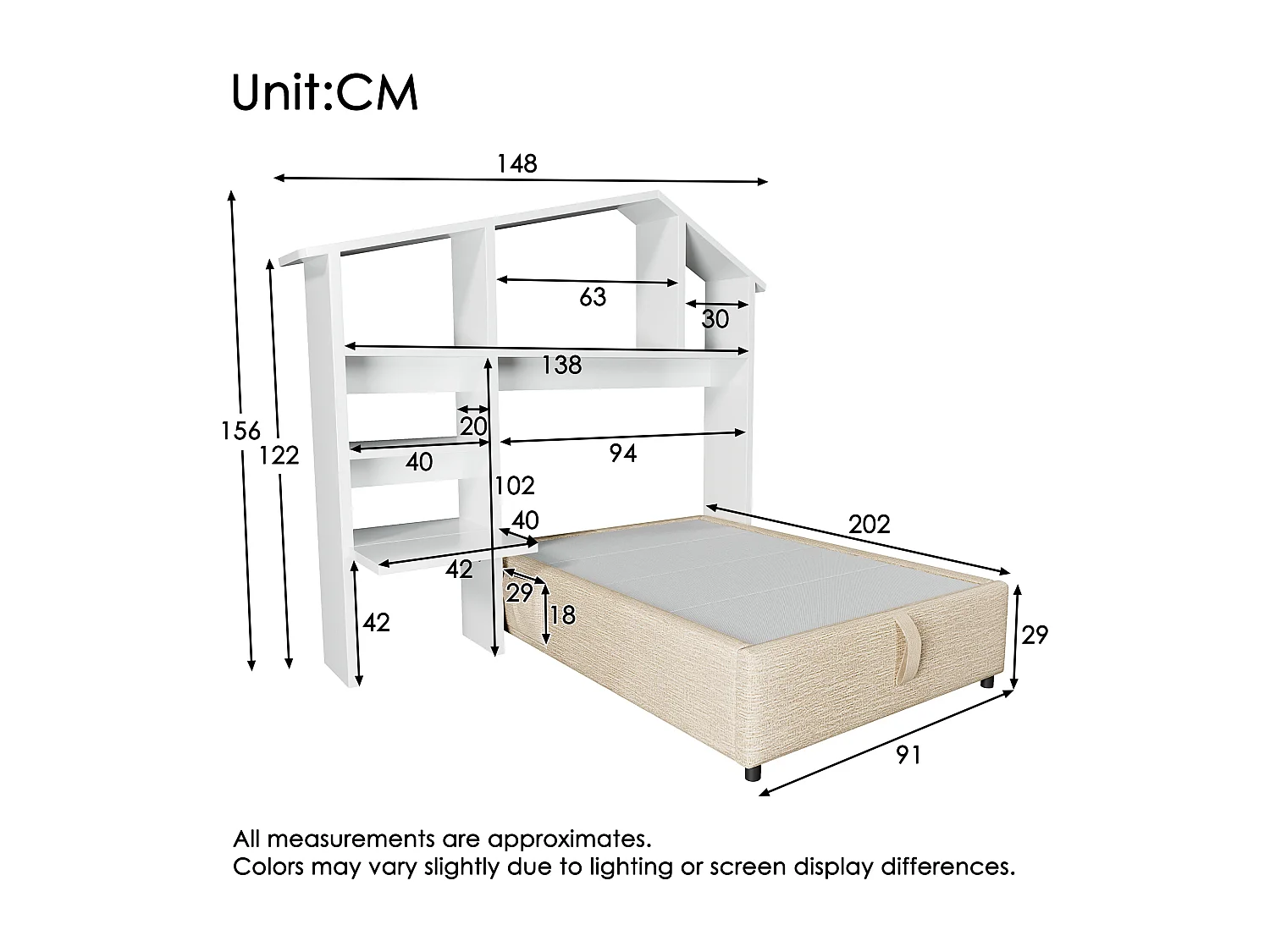 Lit enfant 90x200cm Cadre massif design moderne Fermeture silencieuse Stockage sous lit Lin Bois Naturel (Sans matelas)